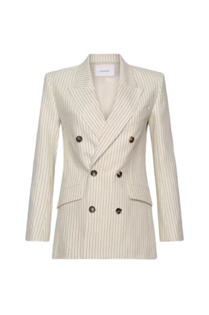Double Breasted Blazer - Cream Multi